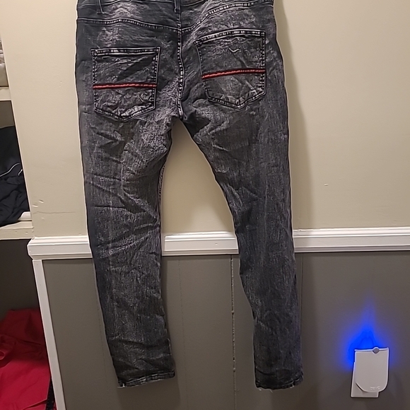 AHP men's distressed Skinny Stretch black denim jeans 38x32 Another Hype Piece - Picture 8 of 11